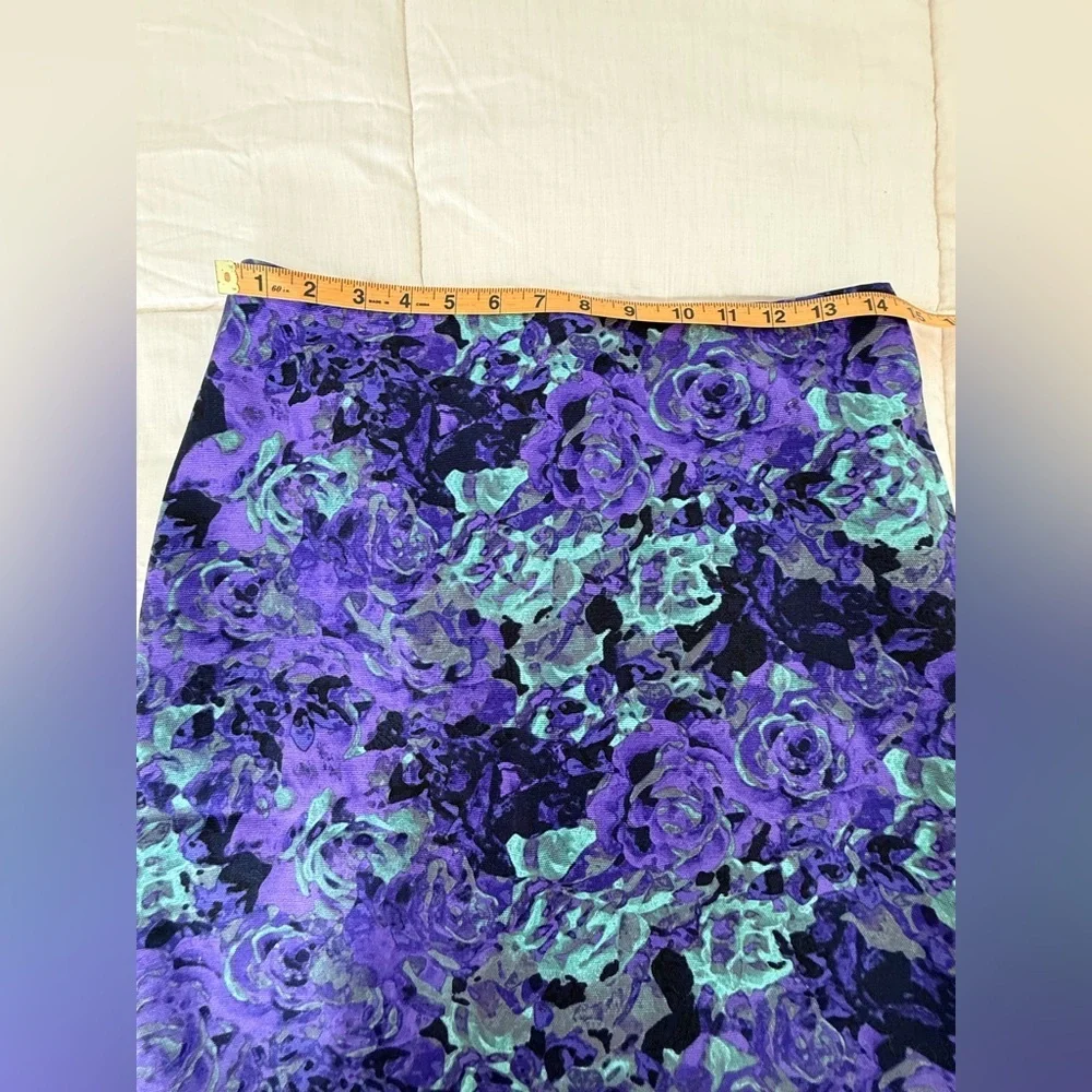 NWT Talbots Rose floral Purple mint green knee length preppy classic skirt 4
